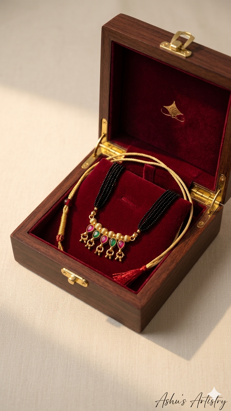 Traditional Maharashtrian Kolhapuri Mangalsutra 5 Panadi Vertical RG