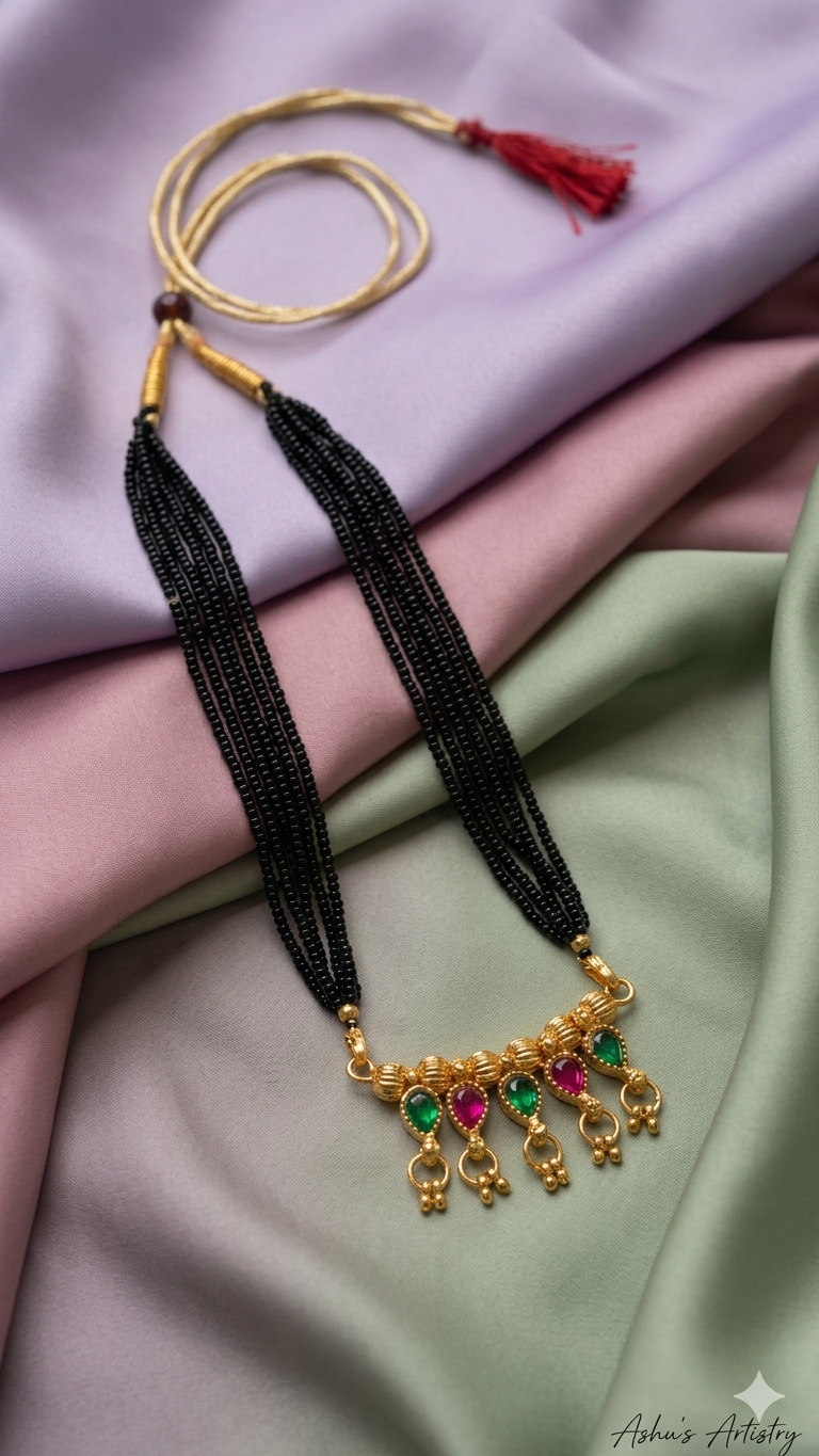 Traditional Maharashtrian Kolhapuri Mangalsutra 5 Panadi Vertical GR