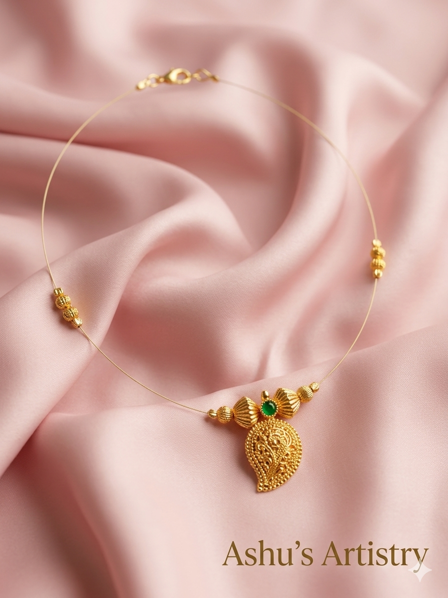 Royal Paan Pendant Floating Necklace