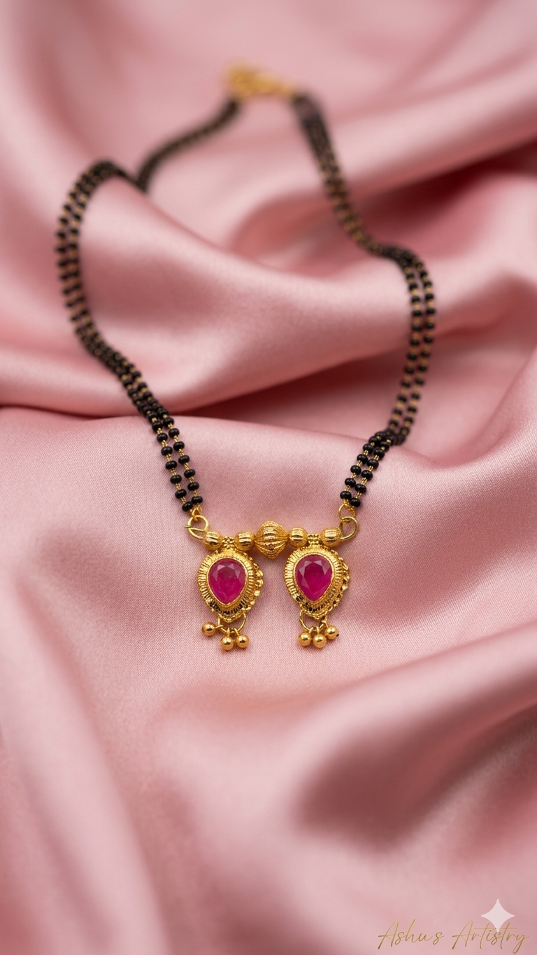 Ruby Twin Drop Traditional Mangalsutra | Daily Wear