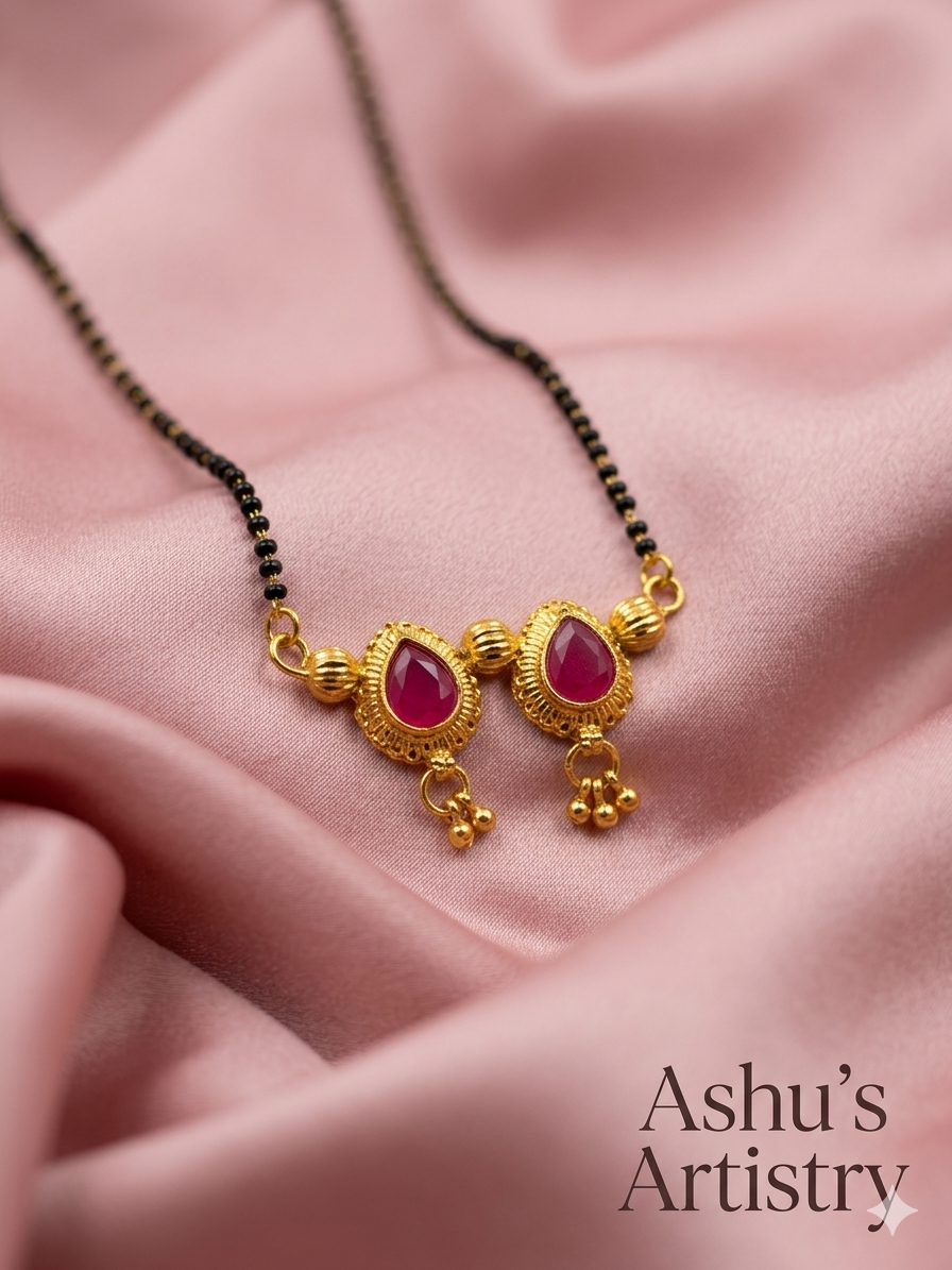 Ruby Twin Teardrop Classic Mangalsutra - Daily Wear