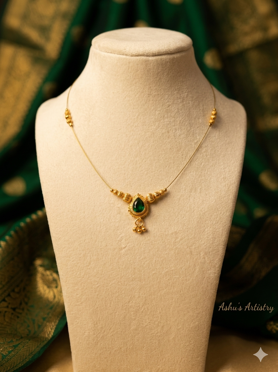 Emerald Aura Gold Pendant Invisible Necklace