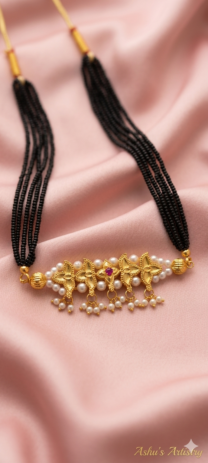 Traditional Pearl Floral Mangalsutra Necklace for Women