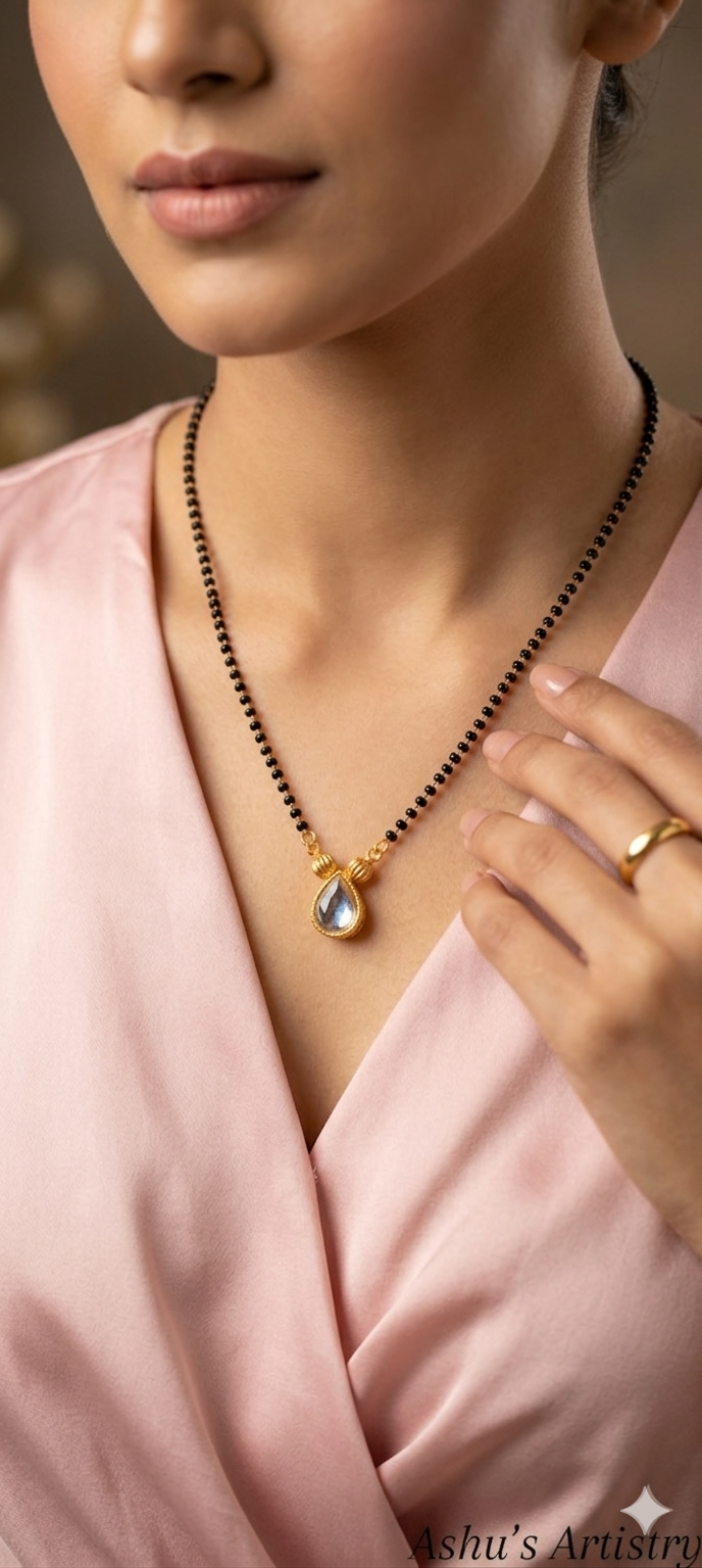 Crystal Teardrop Mangalsutra Necklace for Daily Wear
