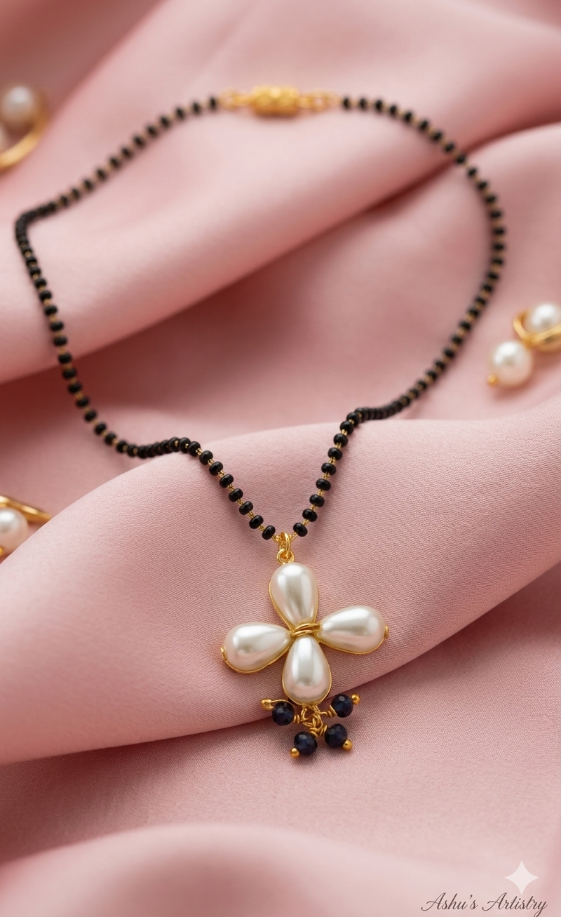 Pearl Flower Mangalsutra Necklace for Daily Wear