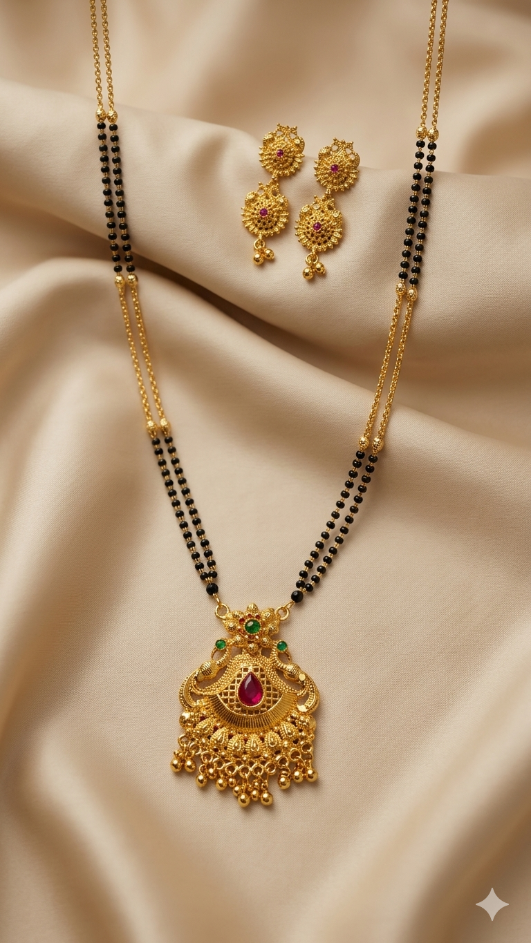 Gold Plated Traditional Mangalsutra Necklace with Pendant