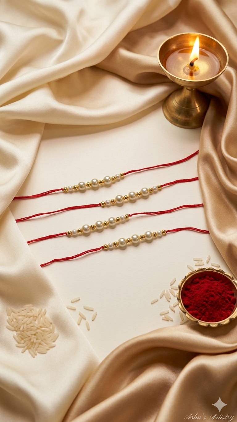 Elegant Pearl Bead Rakhi for Brother – Premium Designer I Pearl1002