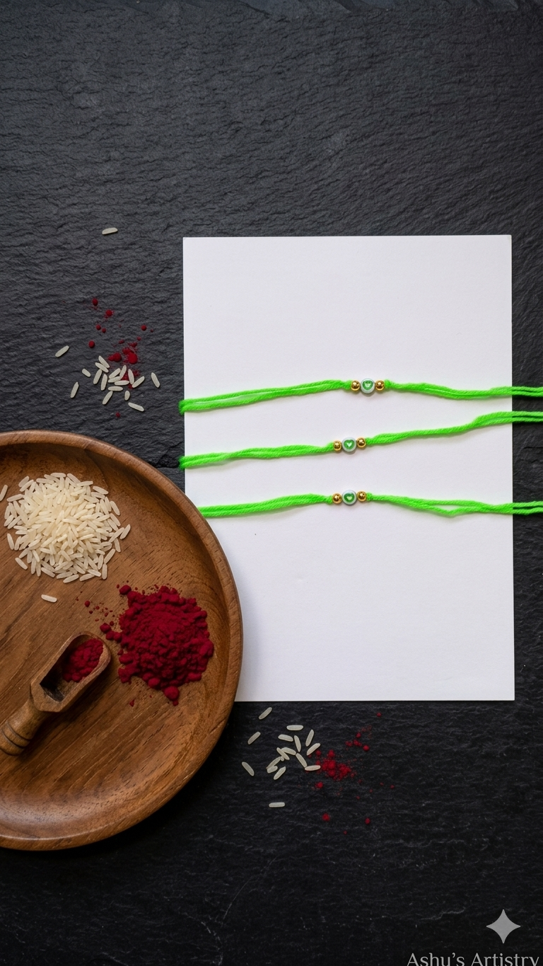 Cute Heart Designer Rakhi for Brother – Green Thread I KID1000