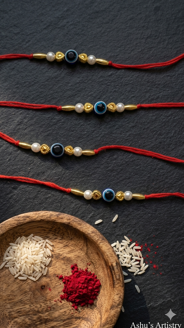 Evil Eye Protection Rakhi for Brother – Designer Pearl I EVIL1001