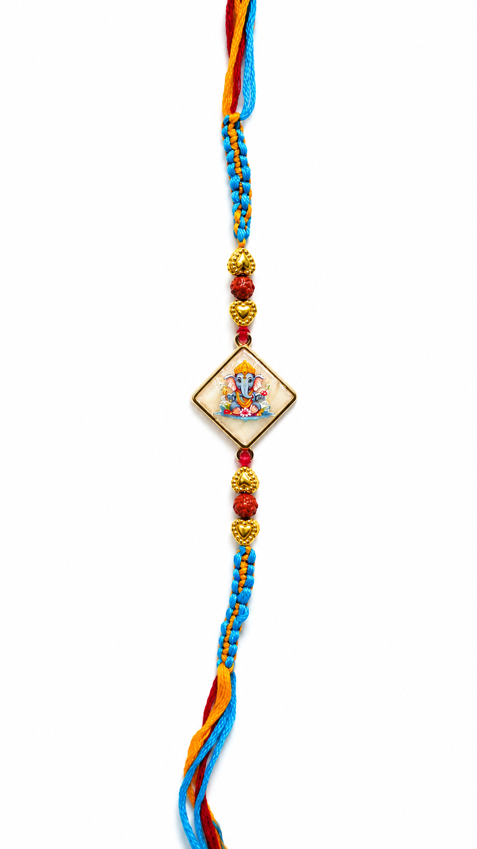 Handmade Designer Ganpati Rakhi with Rudraksha | Traditional Raksha Bandhan Rakhi for Brother I RK61