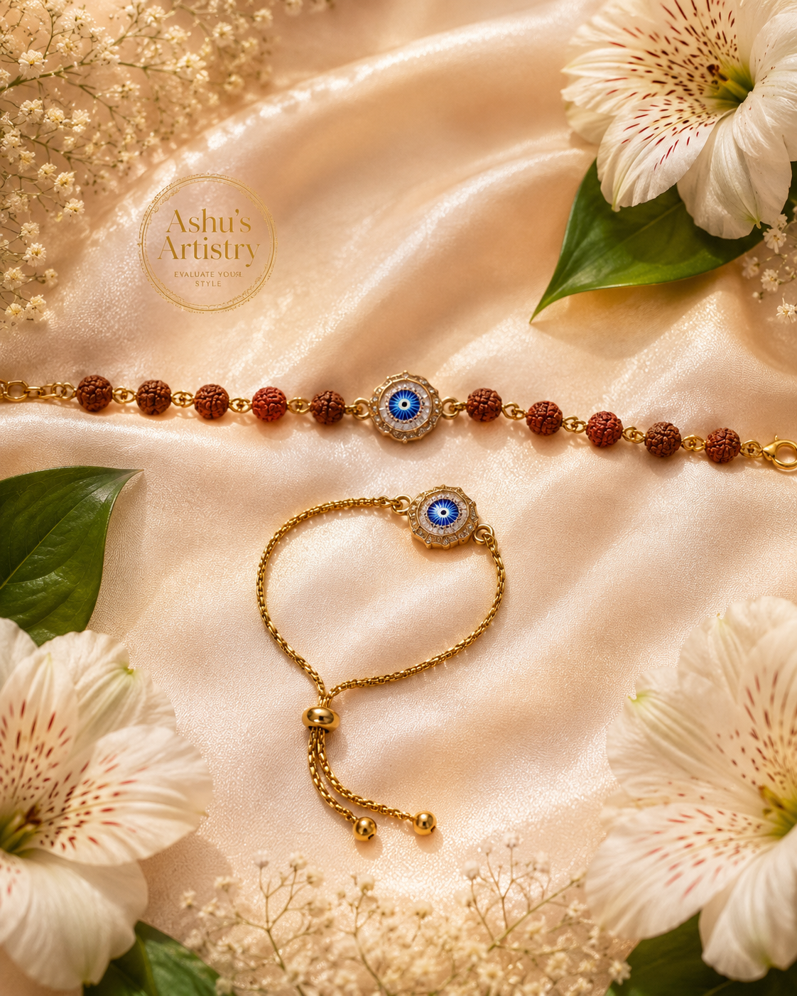 Evil Eye Designer Rakhi with Adjustable Lumba Bracelet BB05