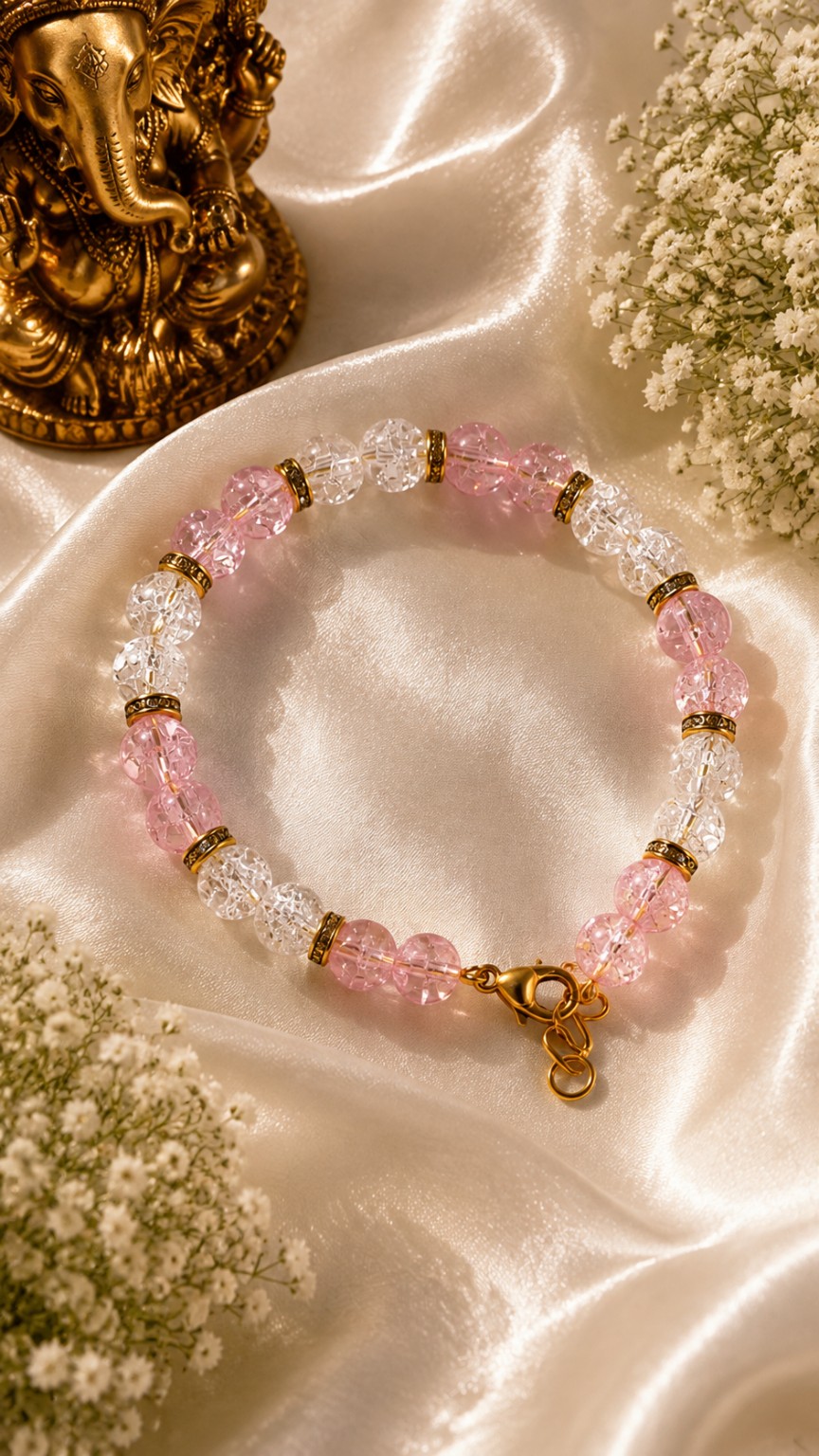 Blush Pink Crystal Bracelet | Elegant Handmade Beaded Jewellery