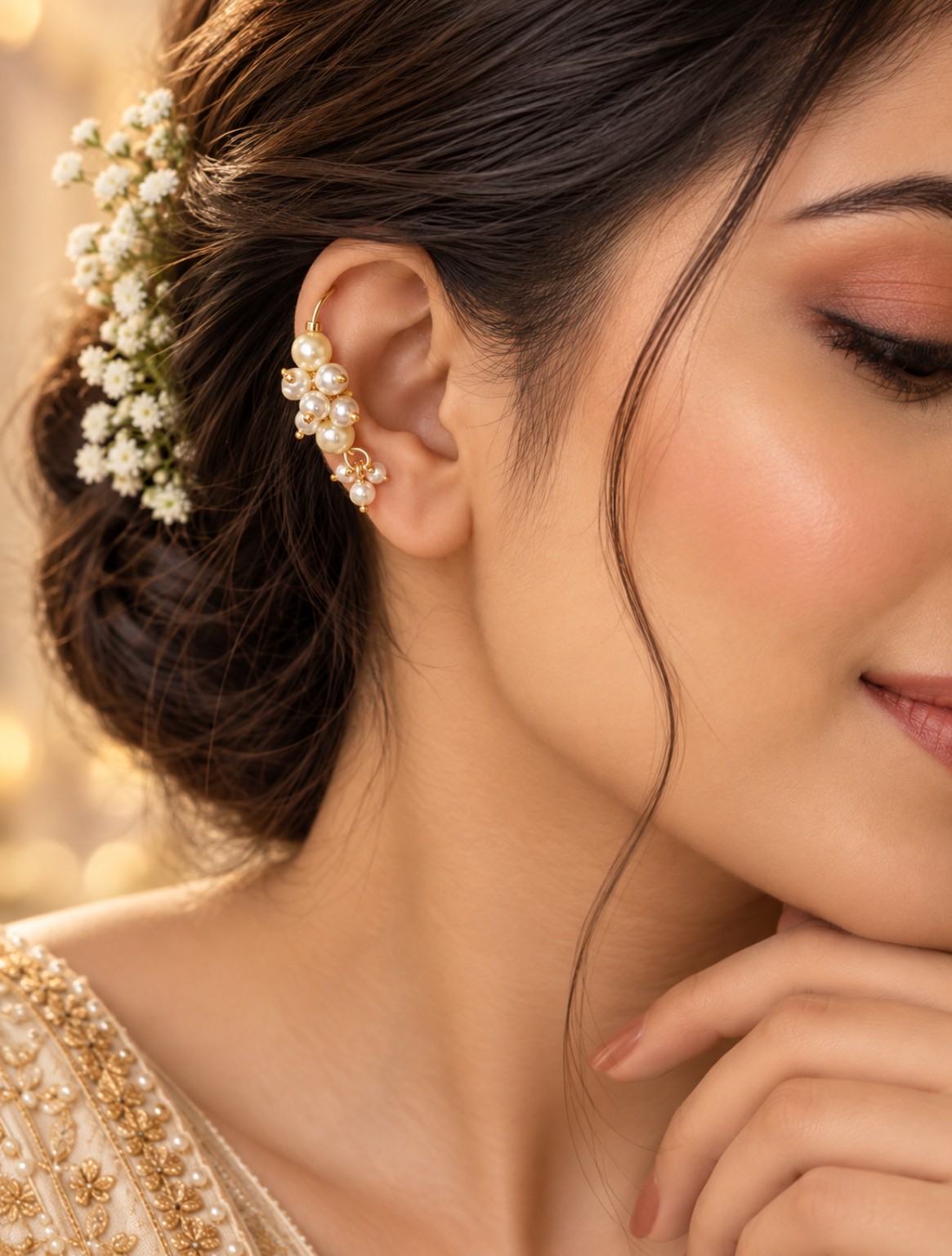 Pearl Cluster Earcuff | Handmade Pearl Earcuff for Women
