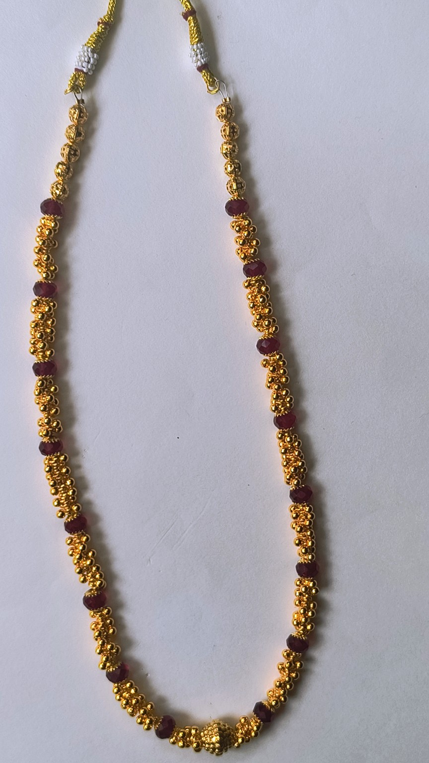 Traditional Maharashtrian Long Necklace with Ruby Beads